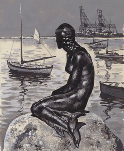 Socha Malé mořské víly v Kodani (kvaš na papíře) od English School