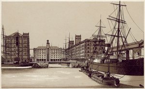 Liverpool: Liverpool: Waterloo Dock and Grain Warehouses (litografie) od English School