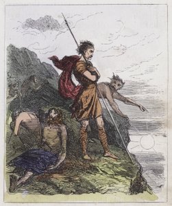 Llewellyn na horách (barevná rytina) od English School
