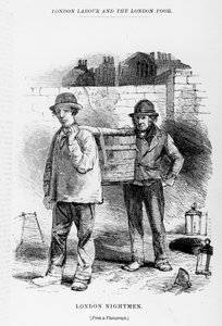 London Nightmen, ilustrace z „Londýnské práce a londýnští chudí“ od Henryho Mayhewa, kolem 40. let 19. století od English School