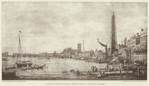 Londýn při pohledu na Westminster (litho) od English School