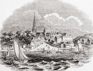 Londonderry, Severní Irsko, ze staré Anglie: z knihy Oldderly: A Pictorial Museum, pub. 1847 od English School