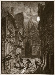 Lord Grey a jeho stoupenci útočí na hraběte ze Southamptonu, ilustrace z Cassells Illustrated History of England (sépiová fotografie) od English School