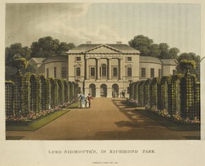Lorda Sidmoutha v Richmond Parku, z „Fragmenty o teorii a praxi krajinného zahradnictví, včetně některých poznámek o řecké a gotické architektuře, s pomocí Humphry Reptona“ od English School