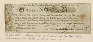 Loterie vylosovaná v Coopers Hall poprvé, 29. listopadu 1802 od English School