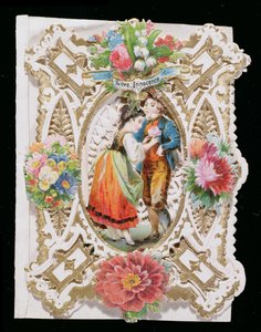Love, Innocence, Valentine card, c.1870 (barevné lito na papíře) od English School