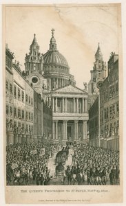 Ludgate Hill. Průvod královen do St Pauls, 29. listopadu 1820 od English School