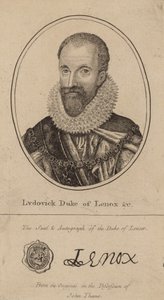 Ludovick vévoda z Lenoxu; portrét a autogram od English School