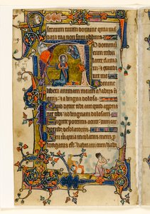 MS 1-2005, fol. 182v: David Praying, historická iniciála z Macclesfieldova žaltáře, Use of Sarum, East Anglia, c.1330 od English School