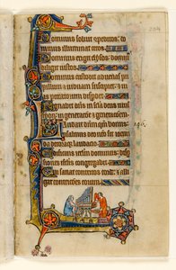 MS 1-2005, fol. 204r: Hra na varhany, okrajová dekorace z Macclesfieldského žaltáře, Use of Sarum, East Anglia, c.1330 od English School