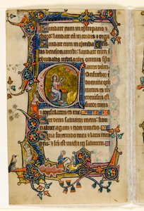 MS 1-2005, fol. 207v: Isaiah Praying, historická iniciála a z Macclesfieldova žaltáře, Use of Sarum, East Anglia, c.1330 od English School