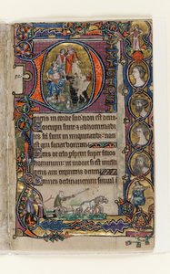 MS 1-2005, fol. 77r: David and the Fool, historická iniciála z Macclesfieldova žaltáře, Use of Sarum, East Anglia, c.1330 od English School