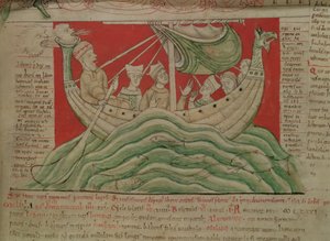 MS CCC 157 str. 383 Vize, které snil král Jindřich I. v Normandii v roce 1130, z Worcesterské kroniky, c.1130-40 (vellum) (detail 95507) od English School
