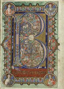 MS Hunter 229 f.22r z Hunterian Psalter, c.1170 (pero a inkoust a tempera na pergamenu) od English School