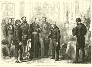 M Thiers a diplomatický sbor, březen 1871 od English School