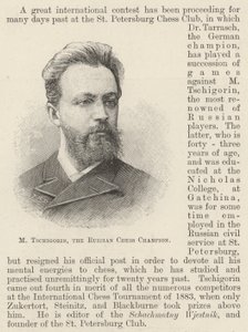 M Tschigorin, ruský šachový šampion (rytina) od English School