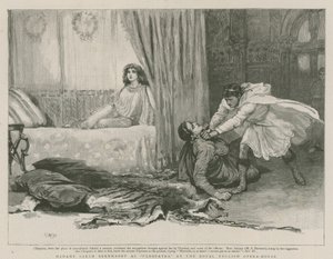 Madame Sarah Bernhardt jako Kleopatra v Royal English Opera House od English School