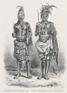 Mágové z pobřeží Loango, rytina z fotografie Dr. Falkensteina, z knihy "Dějiny lidstva", 1. díl, autor Prof. Friedrich Rayzel, 1896. od English School