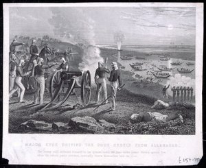 Major Eyre řídil Oude Rebels z Allahabad, publikoval The London Printing and Publishing Company Limited, 1857 od English School