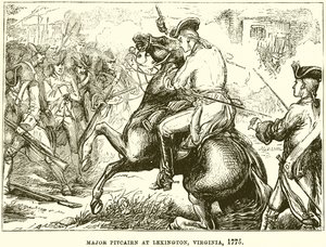 Major Pitcairn v Lexingtonu, Virginie, 1775 od English School