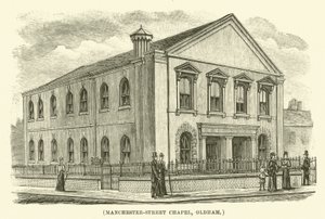 Kaple na Manchester-Street, Oldham (rytina) od English School
