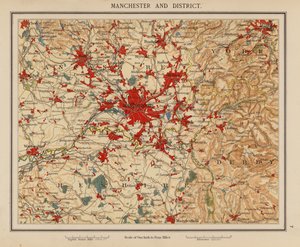 Manchester and District (barevná litografie) od English School