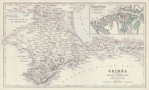 Mapa: Krym, podle Huot a Demidoff, nakreslil a vyryl J. Bartholomew, Edinburgh; Sebastopol, podle zmenšeného původního ruského plánu vydaného v Berlíně (barevná litografie). od English School