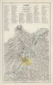 Mapa: Řím, s jeho okolím, podle průzkumu barona Moltkeho v letech 1845 a 1846, nakreslený Augustem Petermannem (barevně lito) od English School