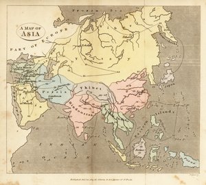 Mapa Asie, začátek 19. století od English School