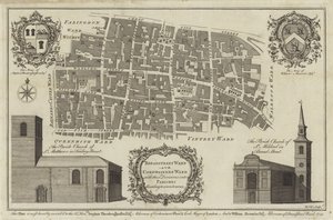 Mapa Bread Street Ward a Cordwainers Ward, Londýn