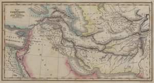 Mapa zemí, zmíněná v Historii Noema, Abrahama a králů Izraele (barevná rytina) od English School