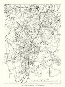 Mapa Croydonu a okolí (rytina) od English School