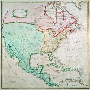 Mapa Severní Ameriky, publikoval T. Stackhouse, 1783 od English School