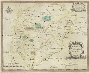 Mapa Rutland (barevná rytina) od English School