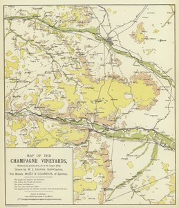 Mapa vinic Champagne (barevná litografie) od English School