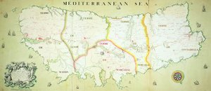 Mapa ostrova Minorca, kolem roku 1740