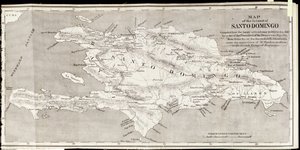 Mapa ostrova Santo Domingo, z 
