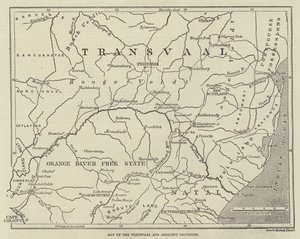 Mapa Transvaalu a přilehlých provincií (rytina) od English School