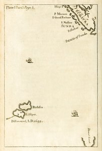 Mapa zobrazující polohu Lilliputu z prvního vydání Cesty do několika vzdálených národů světa, které jsou známější jako Gullivers Travels od Jonathana Swifta od English School