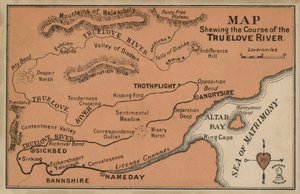 Mapa toku řeky Truelove (barevná litografie) od English School
