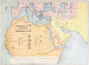 Mapa znázorňující geografii Hebrejců a znázorňující rozptýlení potomků Noeho