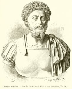 Marcus Aurelius. (Busta v hlavním městě, Síň císařů, č. 38)