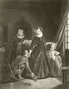 Mary Queen of Scots v zámku Lochleven od English School