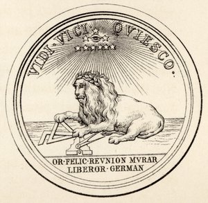 Zednářská pečeť, z knihy "The History of Freemasonry, volume III", kterou vydal Thomas C. Jack, Londýn, 1883. od English School