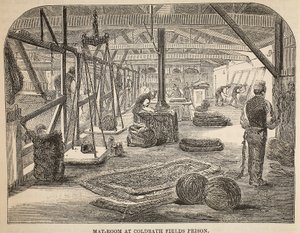 Místnost s rohožemi ve věznici Coldbath Fields, ilustrace z knihy The Criminal Prisons of London and Scenes from Prison Life od Henryho Mayhewa a Johna Binnyho, vyd. 1862 od English School