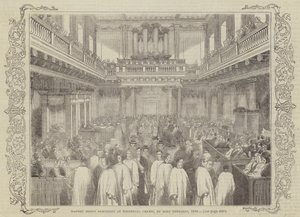 Procesí Maundy Money ve Whitehall Chapel, na Zelený čtvrtek 1844 od English School