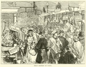 Masný trh v Paříži, říjen 1870 od English School