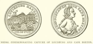 Medaile připomínající dobytí Louisburgu a Cape Breton od English School