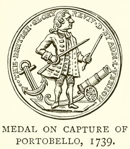 Medaile o zajetí Portobella, 1739 od English School