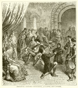 Středověká zábava - pěvci, žongléři a trpaslík od English School